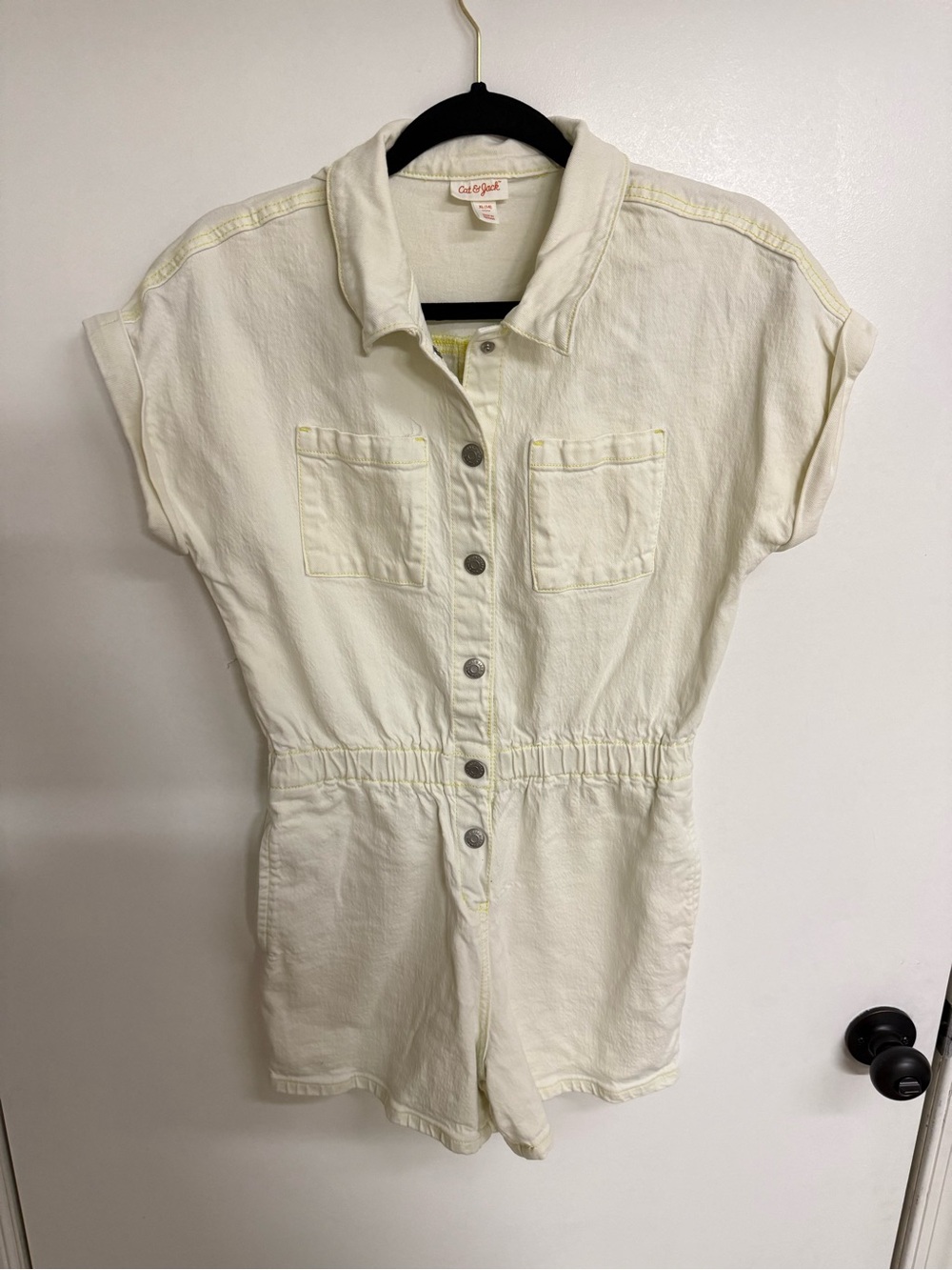 Cat & Jack Cream Short-Sleeve Button Front Kids One-Piece